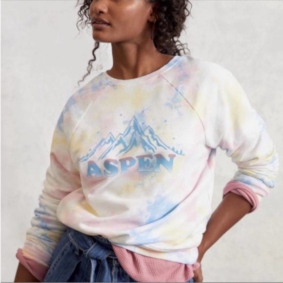 Anthropologie Tops - Anthropologie Back When Aspen Tie Dyed Crewneck Sweatshirt